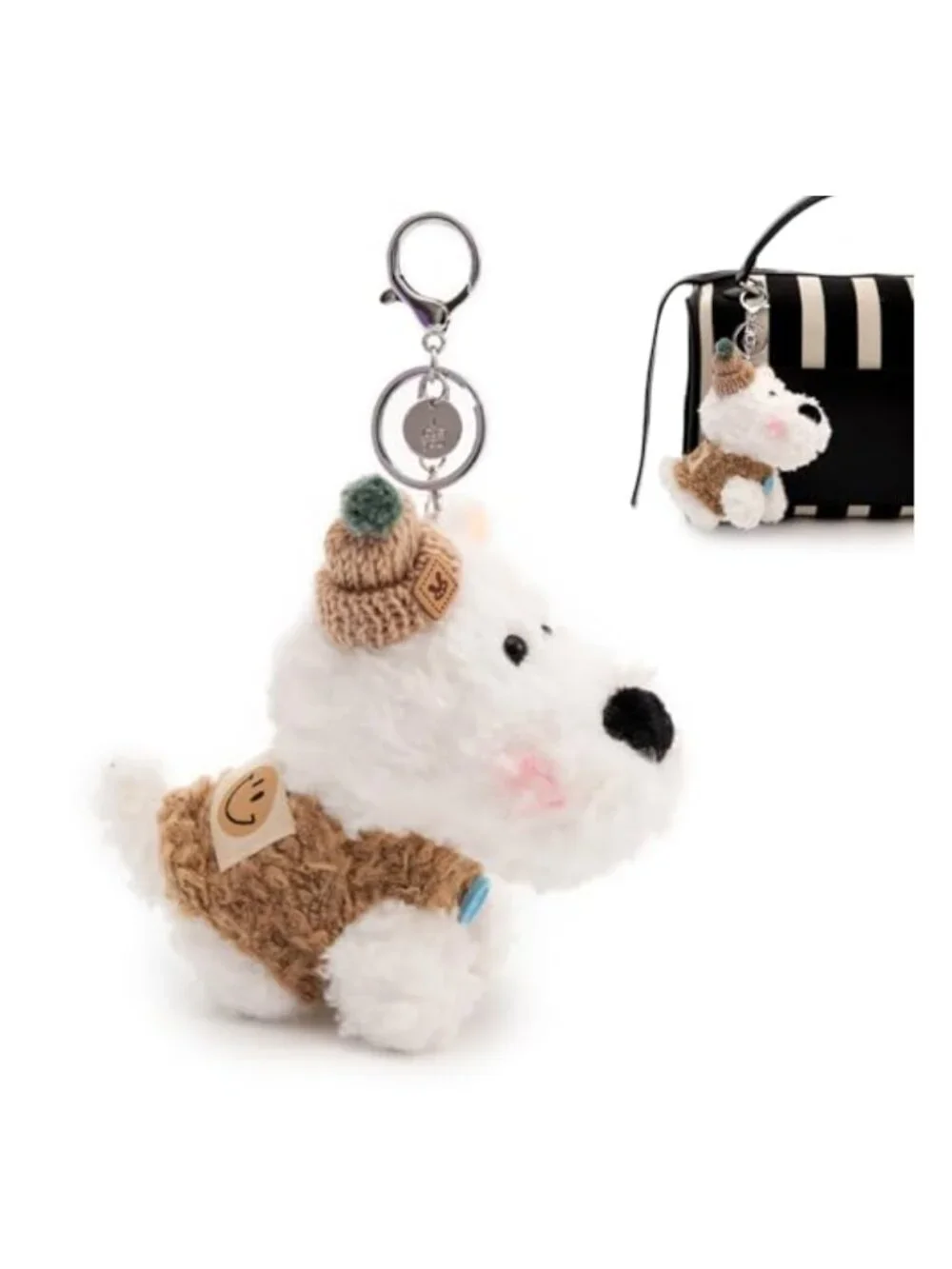 Cute Dog Plush Keychain Kawaii Stuffed Animal Bag Charm for Purse Backpack